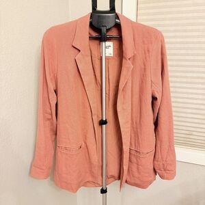 Abercrombie & Fitch Linen Blend Open Front Blazer Jacket Mauve Pink Women's Lg
